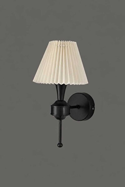 BSA LIGHTING DİLA TEKLİ SİYAH MODERN APLİK ( PİLİSELİ KONİK KREM ABAJURLU)
