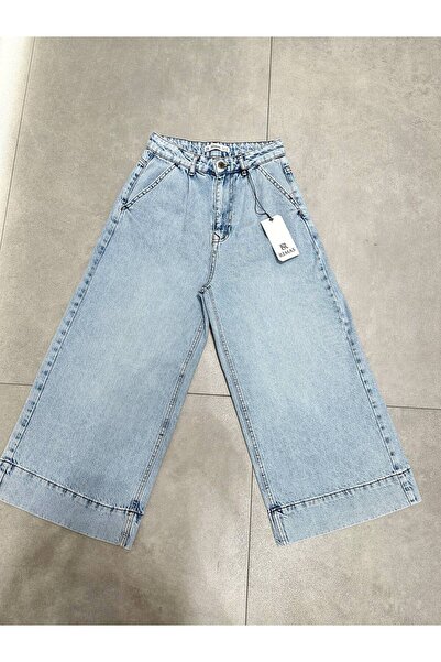 DENİKK Trendy Premium Pleated Wide-Leg Baggy Fit Denim Jean Capri - Trendy Pr...