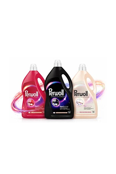 Perwoll Detergent lichid Perwoll, set 3x3, 3,96L, pentru rufe negre, albe si ...