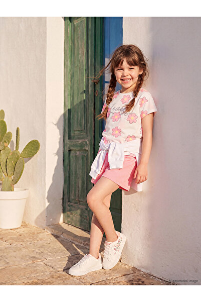 LC Waikiki Rmz Gi̇yi̇m Farkiyla Glittery Floral Girls' Shorts Set