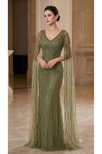 Ahlaa mawda High-End Green Evening Dress Full Beading