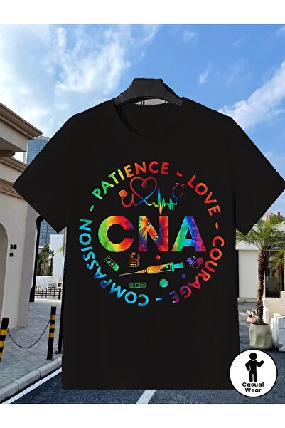1001 Line Men'S Nurse T-Shirt Black with Rainbow CNA Letters Icons | Soft Bre...