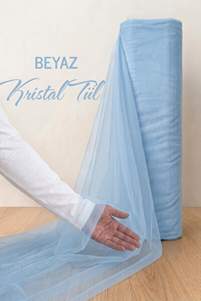 AZRA KINA Bebe Mavisi Süsleme Tülü, 1 METRE, Nişan Tülü Bohça Tülü, Gelin Dam...