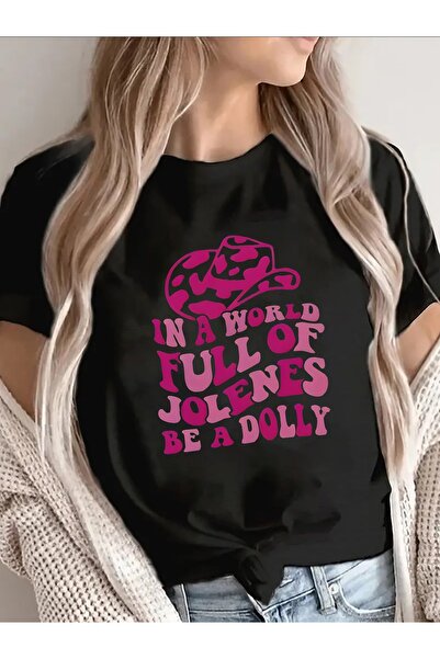 STITCHLY Short-Sleeved T-Shirt Women Featuring Pink Cowgirl Hat Graphic, Desi...