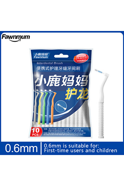 Choice4 فرشاة أسنان بينية على شكل حرف L من Fawnmum، 10 قطع، 0.6 مم، فرشاة أسن...