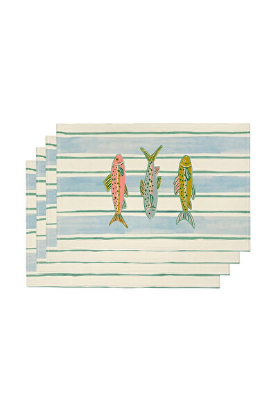 Choice 30x45cm MULTI 4Pcs Colorful Fish-Themed Placemats, Featuring a Unique ...