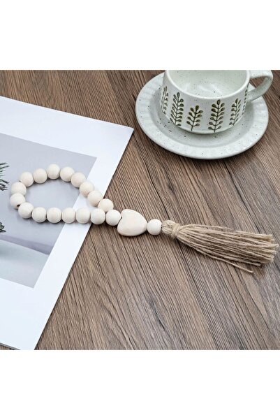 Choice 2Pcs 2Pcs Log Color Wood Bead Garland Rustic Wall Hanging Hemp Rope Ta...
