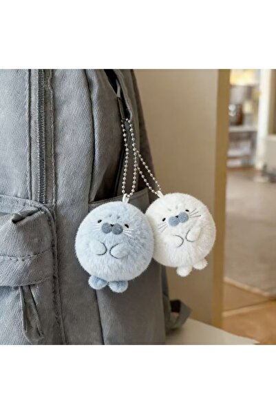 choice2 White And Blue Cartoon Super Cute And Adorable Seal-Shaped Fluffy Plu...