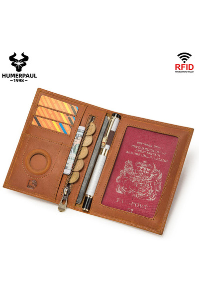 Choice brown HUMERPAUL Passport Wallt with AirTag for Travel Essentials Crazy...