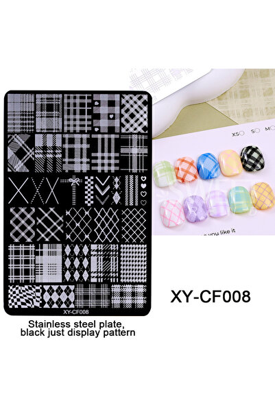 Choice1 XY-CF008 SWEET TREND - ألواح طباعة أنيقة للأظافر بتصميم شبكي 14.5×9.5...