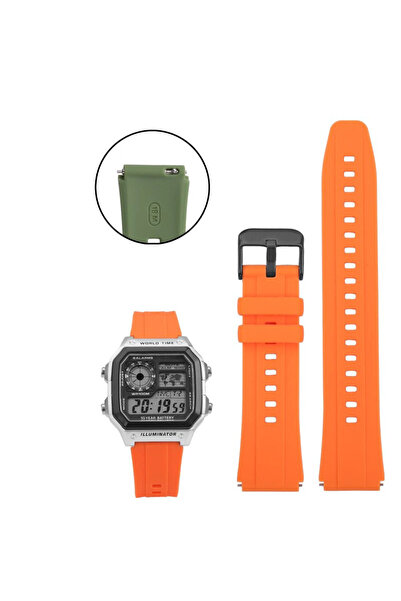 Choice حزام سيليكون برتقالي-أسود مقاس 18 مم لساعات G-SHOCK 3299 AE1200 AE-120...