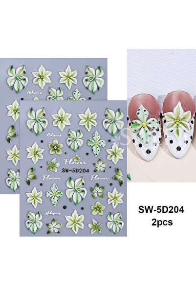 Choice SW-5D204-2pcs SWEET TREND-2pcs 5D Embossed Flower Nail Stickers Spring...
