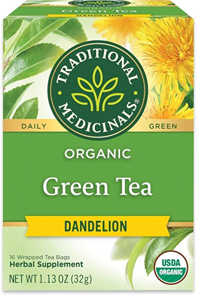 TRADITIONAL MEDICINALS Traditional Medicinal Green Tea Dandelion, 16 Teabags