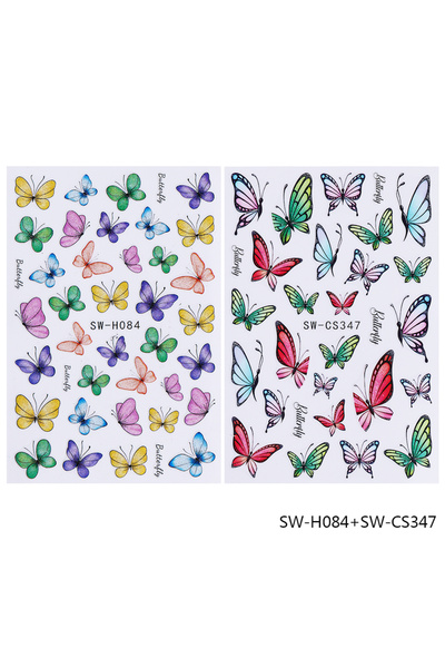 choice2 SW-H084 SW-CS347 2pcs Butterfly Nail Art Stickers Spring Summer Color...