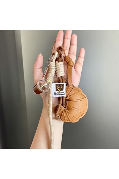 Choice drink New Braided Rope Croissant Keychain Bread Shape Heart Bag Pendan...