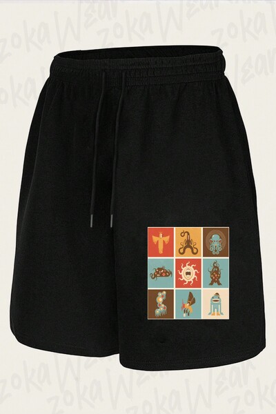ZOKAWEAR Unisex the Lovecraftian Squares Design Printed Shorts