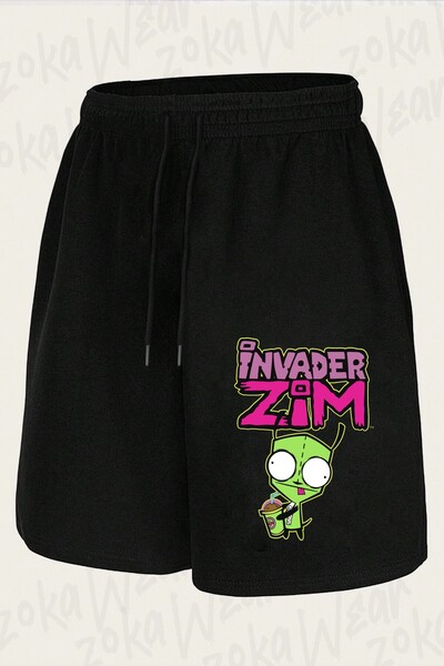 ZOKAWEAR Unisex Invader Zim Gir Snacking Design Printed Shorts