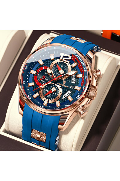 Choice1 898 RoseGold Blue Functional Watch For Men Date Chronograph Luminous ...