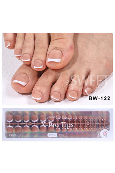 Choice BW122 160pcs Fake Toe Nail Tips Pink French Short Square Full Cover Na...