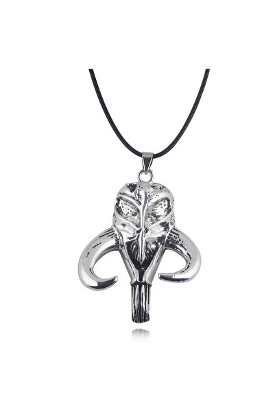 Choice1 Steel color Mandalorian Mysosaurus Skull Necklace Vintage Pendant Nec...