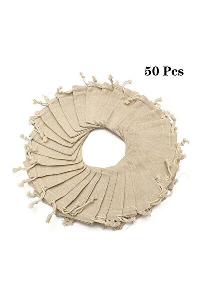 LATRAT 50 Pieces Jute Bags with Drawstring 9 x 7 cm Jewelry Bags, Muslin Bag,...