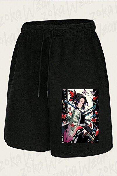ZOKAWEAR شورت مطبوع بتصميم فتاة قاتلة الشياطين من Waifu Shinobu Kocho للجنسين