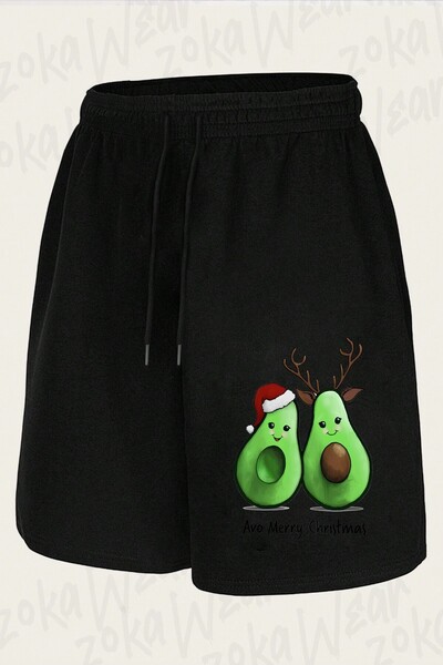 ZOKAWEAR Unisex New Year's Avo Merry Design Printed Shorts