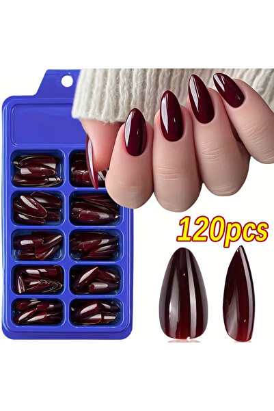 Choice WHITE 120 PCS/Box Almond Short Fake Nail Press, Solid Color Fake Nail,...