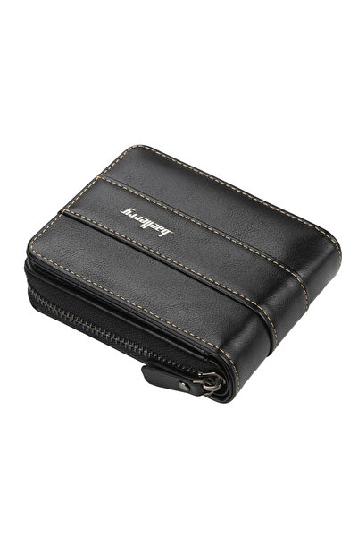 Choice1 black Baellerry Trifold Zipper Wallet for Men, PU Leather Multi-Slot ...