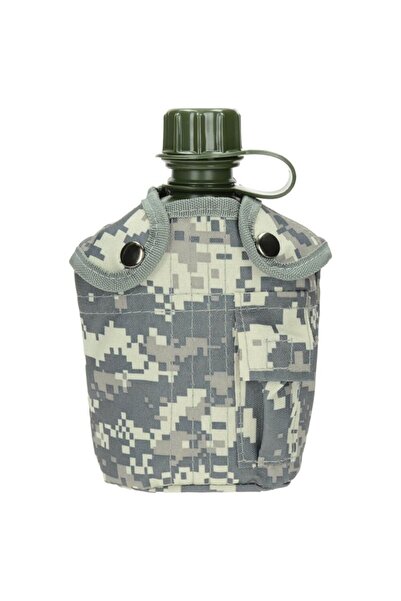 MFH Sticla cu husa MFH, Camuflaj AT-digital, Polietilena, 1 L, Verde