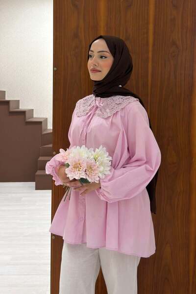 Faya Boutique Pembe Bellis Yakalı Tunik