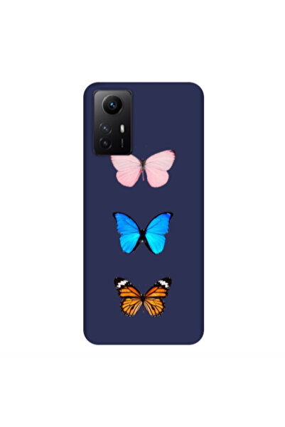 Other Xiaomi Redmi Note 12s Triple Butterfly Dark blue Colored Silicone TPU Θήκη