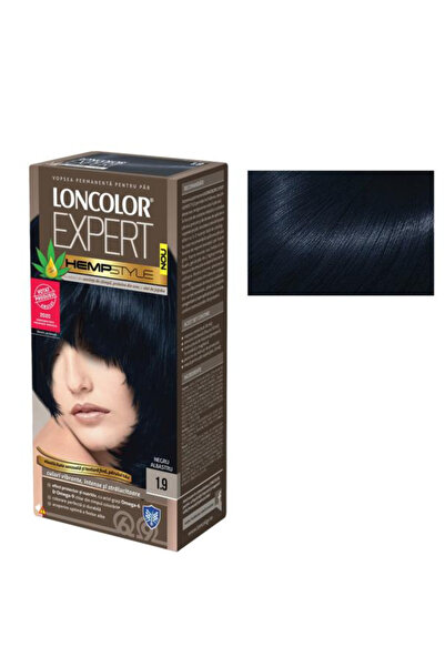 Loncolor Expert Vopsea Permanenta pentru Par HempStyle, nuanta 1.9 negru alba...