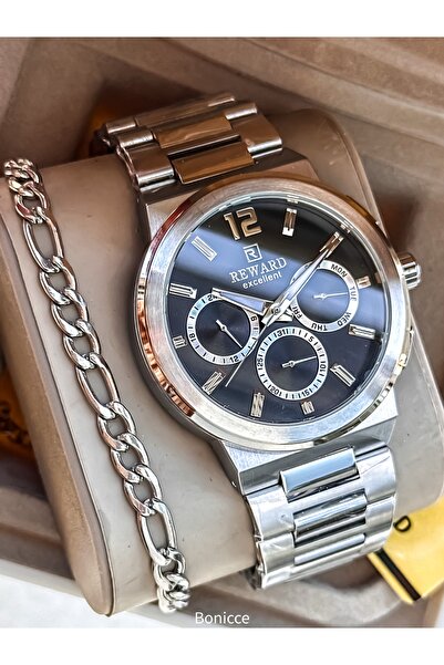 Reward Functions Active, Silver Steel Band in Stylish Box, Black Dial, Men's ...