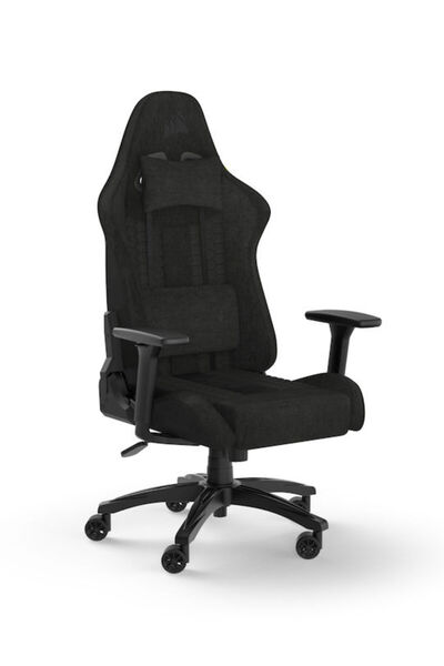 Corsair TC100 Αναπαυτική Υφασμάτινη Καρέκλα Gaming με Ρυθμιζόμενα Μπράτσα Μαύρη