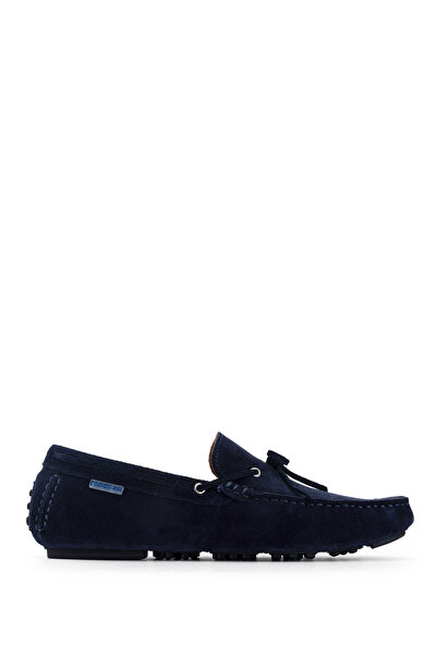 Tamer Tanca Ανδρικά Loafers από γνήσιο δέρμα Navy Blue Suede