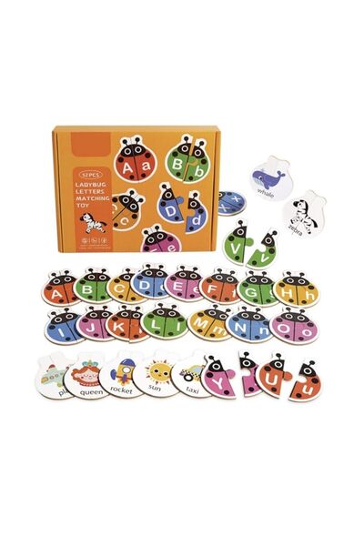 OEM Puzzle educativ cu litere Buburuză, 52 de piese mari din carton gros, Joc...