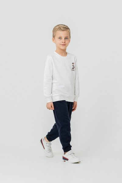 U.S. Polo Assn. Boy's Printed White Long Sleeve Tracksuit Set Us2633-C-V2