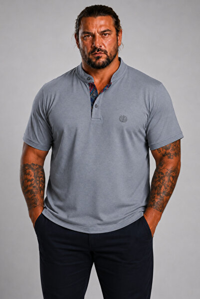MocGrande Men's Large Size Single Jersey Polo T-Shirt with Stand Collar 26400...