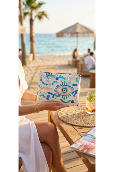 Genel Markalar Pul ve Boncuk İşlemeli Clutch