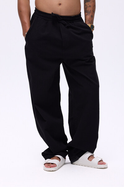 Unreal Co Elastic Waist Baggy Linen Trousers