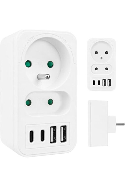 Maclean Energy Πολύπριζο 2 πρίζες με 4 USB-A και 2 USB-C χωρίς καλώδιο Γαλλία...
