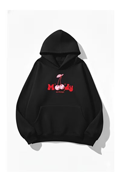 ZİYMO Women's Hooded Printed Relaxed Fit Sweatshirt