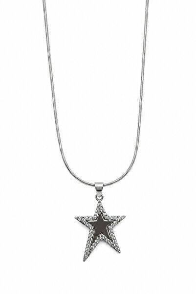 Jack Ferrero Gray Steel Necklace with Star Pendant and Stone Detail - Modern ...