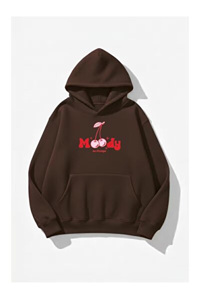 ZİYMO Women's Hooded Printed Relaxed Fit Sweatshirt