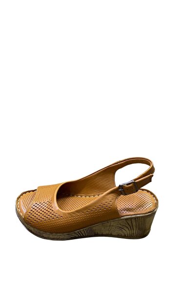Legend Women's Wedge Heel Perforated Inner and Outer Genuine Leather Sandals