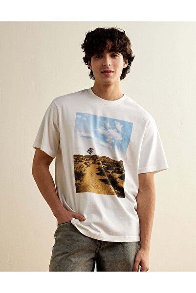 AMERICAN EAGLE تي شيرت AE Standard Fit Destination Graphic