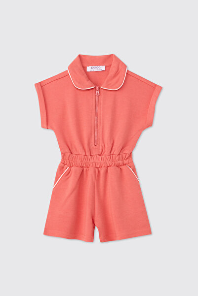 Panço Baby Girl Knitted Coral Salopet