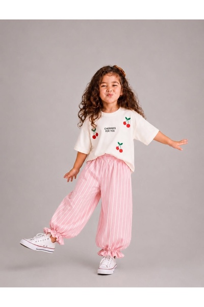 Butik KIZ ÇOCUK BLUZ - PAMUKLU NAKIŞLI TİŞÖRT