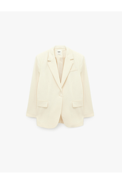 Koton Regular Fit Long Sleeve Pocket Detailed Buttoned Wide Collar Blazer Jacket